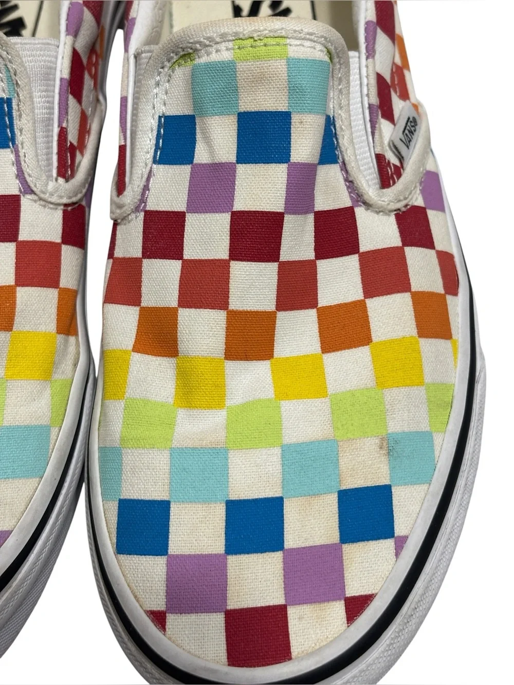 Vans Rainbow Unisex Checker Slip-On Sneakers Men Size 6.5 Women Size 8